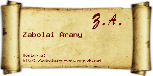 Zabolai Arany névjegykártya